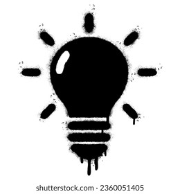 Spray Painted Graffiti Light Bulb line icon Sprayed isolated with a white background.