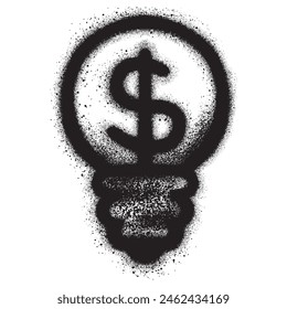 Spray Painted Graffiti Light Bulb line icon Sprayed isolated with a white background.