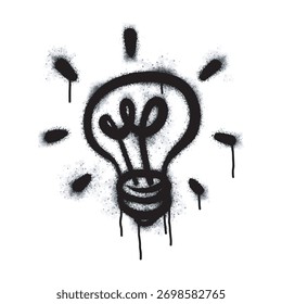 Spray Painted Graffiti Light Bulb line icon Sprayed isolated with a white background. graffiti Light Bulb symbol with over spray in black over white. Vector illustration.