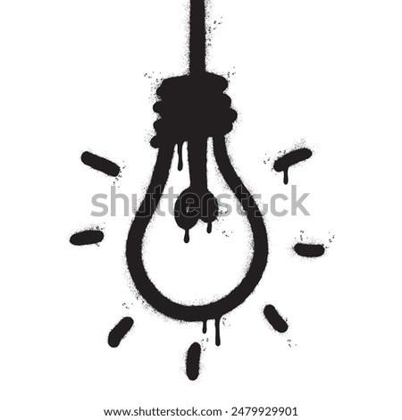 Spray Painted Graffiti Light Bulb line icon Sprayed isolated with a white background.