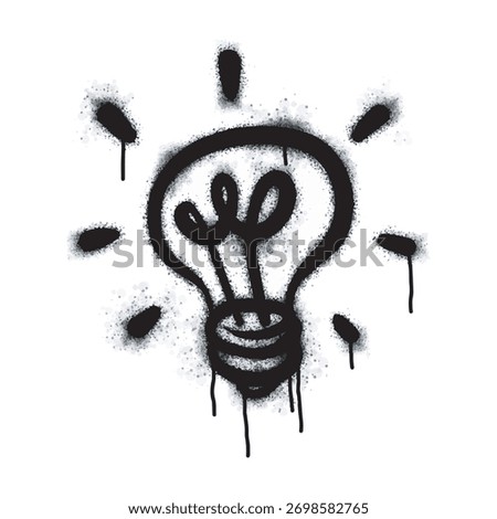 Spray Painted Graffiti Light Bulb line icon Sprayed isolated with a white background. graffiti Light Bulb symbol with over spray in black over white. Vector illustration.