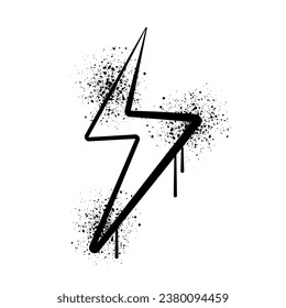Spray painted graffiti lightning isolated on white background. Black and White street art style element. Urban style vector illustration

