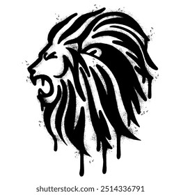 Spray Painted Graffiti Lion head icon isolated on white background.