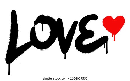 Spray Painted Graffiti love Word Sprayed isolated with a white background. graffiti font love with over spray in black over white. Vector illustration.