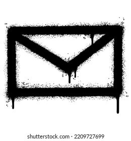 Spray Painted Graffiti mail icon Sprayed isolated with a white background. graffiti envelope with over spray in black over white. Vector illustration.