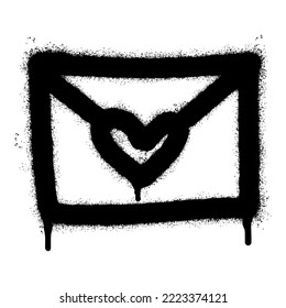 Spray Painted Graffiti mail icon Sprayed isolated with a white background. graffiti envelope with over spray in black over white. Vector illustration.