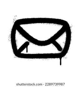 Spray Painted Graffiti mail icon Sprayed isolated with a white background. graffiti envelope with over spray in black over white. 