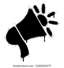 Spray Painted Graffiti Megaphone icon Sprayed isolated with a white background.