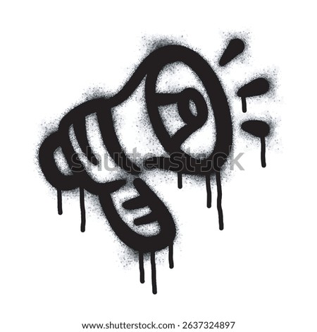 Spray Painted Graffiti Megaphone icon Sprayed isolated with a white background. graffiti Megaphone with over spray in black over white. Vector illustration.