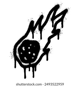 Icono de meteorito pintado con aerosol aislado sobre fondo blanco. Ilustración vectorial.