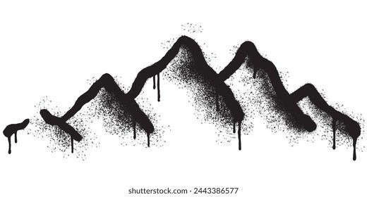 Spray Painted Graffiti mountain icon Sprayed isolated with a white background. graffiti volcano with over spray in black over white.