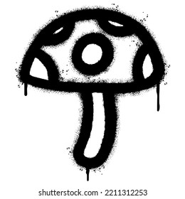 Spray Painted Graffiti Mushroom icon Sprayed isolated with a white background. graffiti Mushroom symbol with over spray in black over white. Vector illustration.