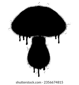 Spray Painted Graffiti Mushroom icon Sprayed isolated with a white background. graffiti Mushroom symbol with over spray in black over white.