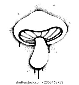 Spray Painted Graffiti Mushroom icon Sprayed isolated with a white background. graffiti Mushroom symbol with over spray in black over white.