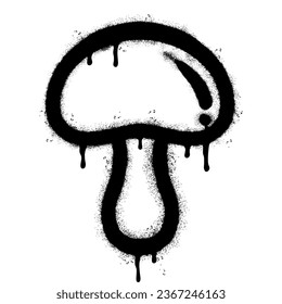 Spray Painted Graffiti Mushroom icon Sprayed isolated with a white background. graffiti Mushroom symbol with over spray in black over white.