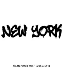 Spray Painted Graffiti new york Word Sprayed isolated with a white background. graffiti font new york with over spray in black over white. Vector illustration.