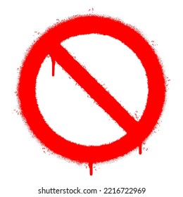 Spray Painted Graffiti No Sign icon Sprayed isolated with a white background. graffiti No Sign symbol with over spray in red over white. Vector illustration.