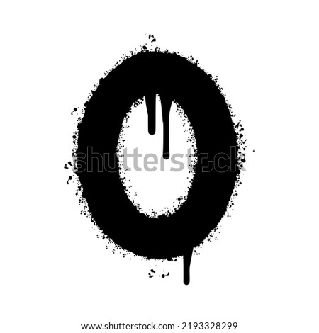 Spray Painted Graffiti number 0 Sprayed isolated with a white background. graffiti number zero with over spray in black over white. Vector illustration.