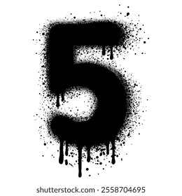 spray painted graffiti number 5 sprayed isolated with a white background. vector illustration.