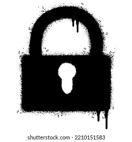 Spray Painted Graffiti padlock icon Sprayed isolated with a white background. graffiti padlock with over spray in black over white. Vector illustration.