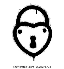 Spray Painted Graffiti padlock icon Sprayed isolated with a white background. graffiti padlock with over spray in black over white. Vector illustration.