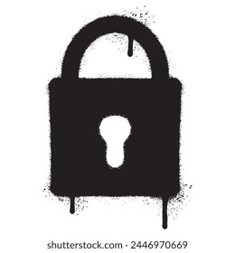 Spray Painted Graffiti padlock icon Sprayed isolated with a white background.