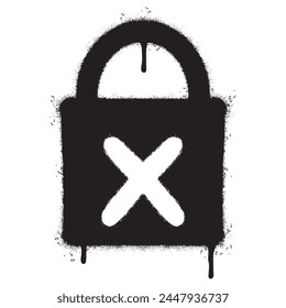 Spray Painted Graffiti padlock icon Sprayed isolated with a white background.
