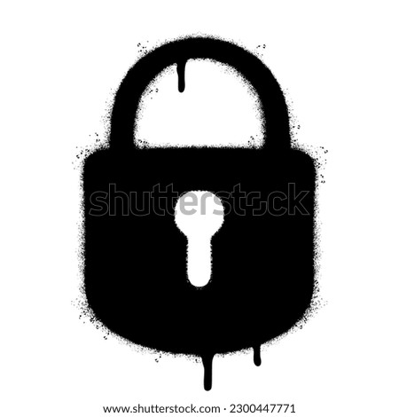Spray Painted Graffiti padlock icon Sprayed isolated with a white background. graffiti padlock with over spray in black over white.