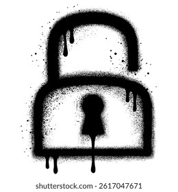 Spray Painted Graffiti padlock Sprayed isolated with a white background.