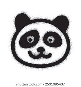 Spray painted graffiti panda head sign in black on white. cute panda symbol. isolated on white background. vector illustration

