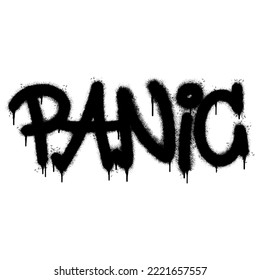 Spray Painted Graffiti panic Word Sprayed isolated with a white background. graffiti font panic with over spray in black over white. Vector illustration.