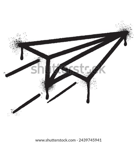 Spray Painted Graffiti paper airplane Sprayed isolated with a white background.