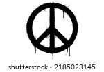 Spray Painted Graffiti Peace Symbol Sprayed isolated with a white background. graffiti Peace Symbol with over spray in black over white. Vector illustration.