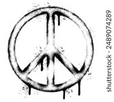 Spray Painted Graffiti Peace Symbol Sprayed isolated with a white background.