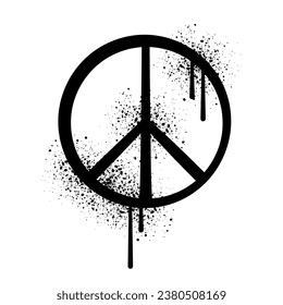 Spray painted graffiti peace symbol isolated on white background. Black and White street art style element. Urban style vector illustration
