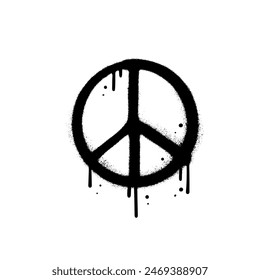 Spray Painted Graffiti Peace Symbol Sprayed isolated on a white background. Sprayed graffiti Peace Symbol with over spray in black over white. Vector hand drawn illustration.