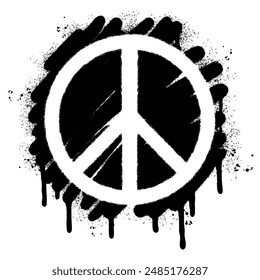 Spray Painted Graffiti Peace Symbol Sprayed isolated with a white background.