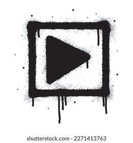 Spray Painted Graffiti Play button icon Sprayed isolated with a white background. graffiti Play button with over spray in black over white. Vector illustration.