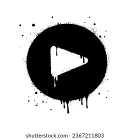 Spray painted graffiti Play button icon. Play button drip symbol. isolated on white background. vector illustration