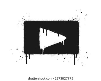 Spray painted graffiti Play button icon. Play button drip symbol. isolated on white background. vector illustration