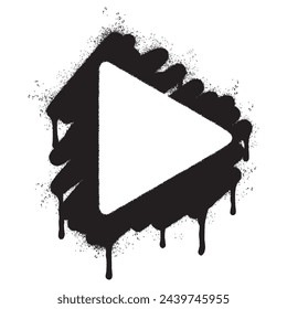Spray Painted Graffiti Play button icon Sprayed isolated with a white background.