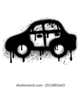 Spray Painted Graffiti police car isolated with a white background. EPS 10.