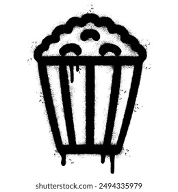 Spray Painted Graffiti Popcorn icon Sprayed isolated with a white background. Vector illustration.