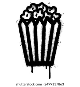 Spray Painted Graffiti Popcorn icon Sprayed isolated with a white background. Vector illustration.