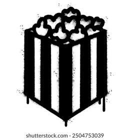 Spray Painted Graffiti Popcorn icon Sprayed isolated with a white background. Vector illustration.