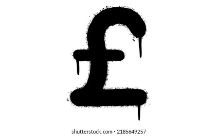 Spray Painted Graffiti Pound icon Sprayed isolated with a white background. graffiti Currency icon with over spray in black over white. Vector illustration.