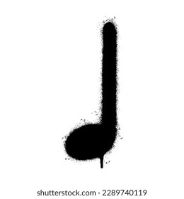Spray Painted Graffiti quarter note Sprayed isolated with a white background. graffiti Note music icon with over spray in black over white.