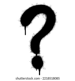 Spray Painted Graffiti Question Icon Sprayed isolated with a white background. graffiti Question symbol with over spray in black over white. Vector illustration.