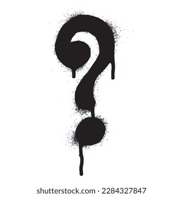 Spray Painted Graffiti Question Icon Sprayed isolated with a white background. graffiti Question symbol with over spray in black over white. Vector illustration.