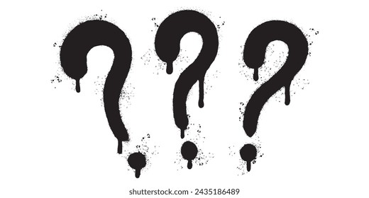 Spray Painted Graffiti Question Icon Sprayed isolated with a white background.